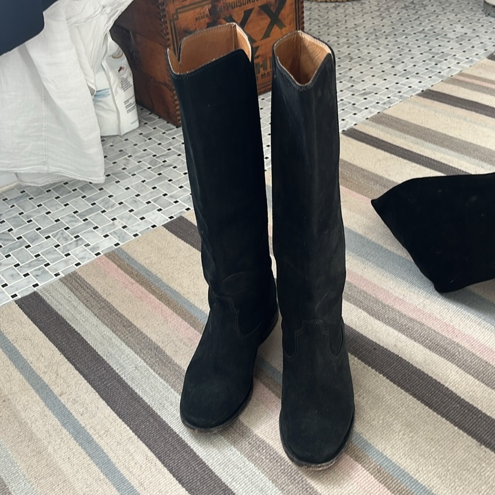 EUC -Isabel Marant Cleaves suede riding boot with wedge heel, EU 37/US 7. Black.
